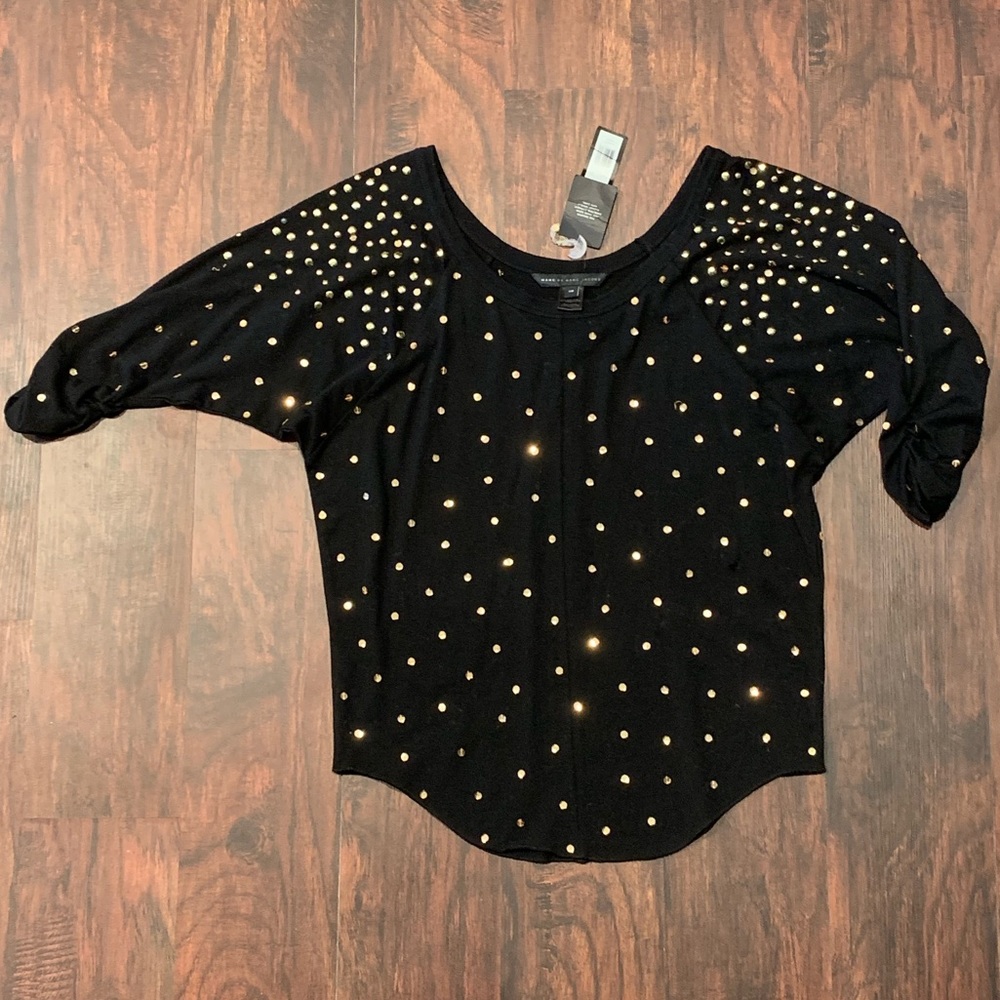 MARC BY MARC JACOBS Black knit gold sequin top